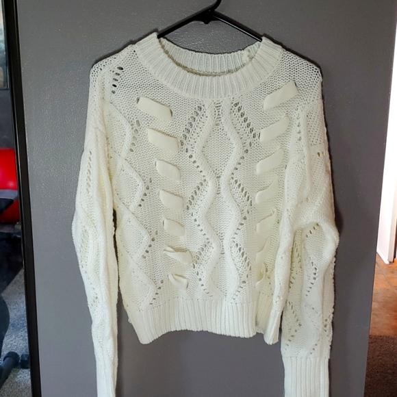 Alya Sweaters - Alya Francesca's Crewneck Knit Sweater